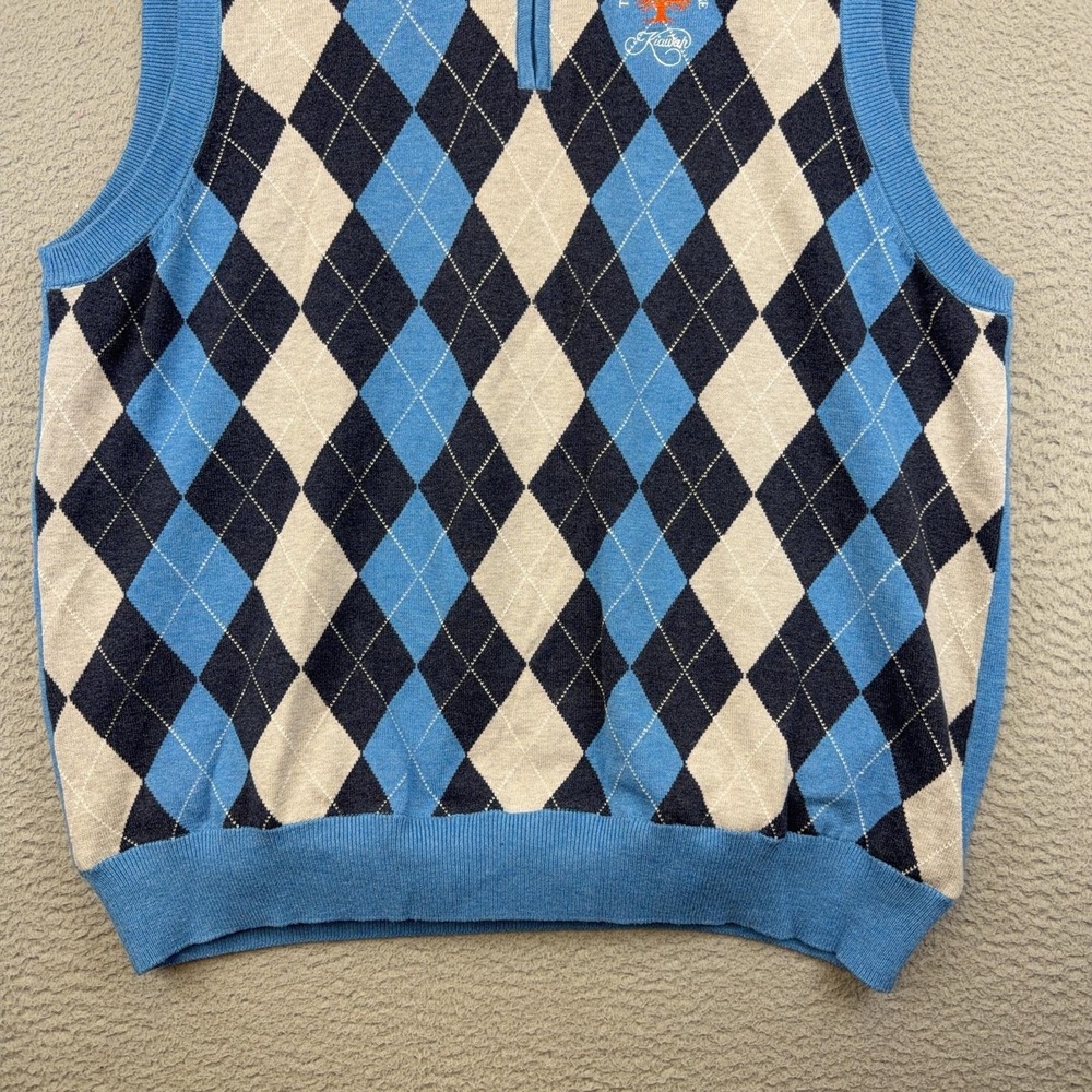 Greg Norman Sweater Vest Mens XL Argyle Quarter Zip Golf Ocean Course Kiawah - Picture 4 of 13